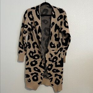 Leopard Print Open Front Cardigan Sweater